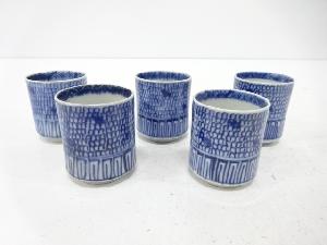 古伊万里　みじん染付　のぞき　5客揃